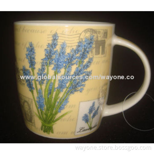 9oz New Bone China Mug, with Sunflower Design, Ideal for Gifts or Promotions, Food-safe